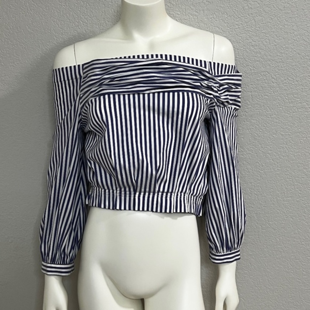 Zara Off the Shoulder Striped Crop Top